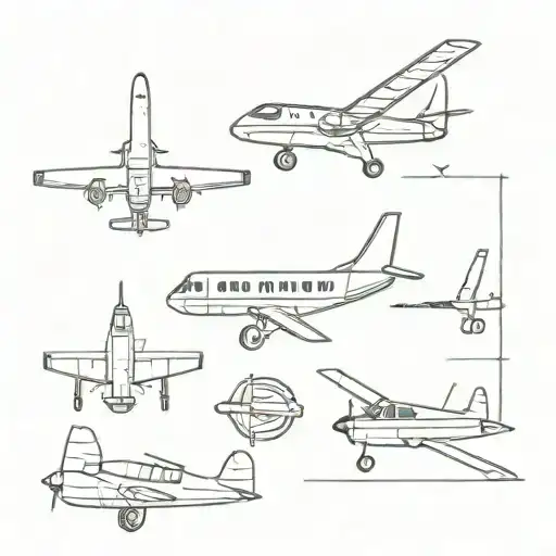 mini aircraft and mechanic tattoo design idea