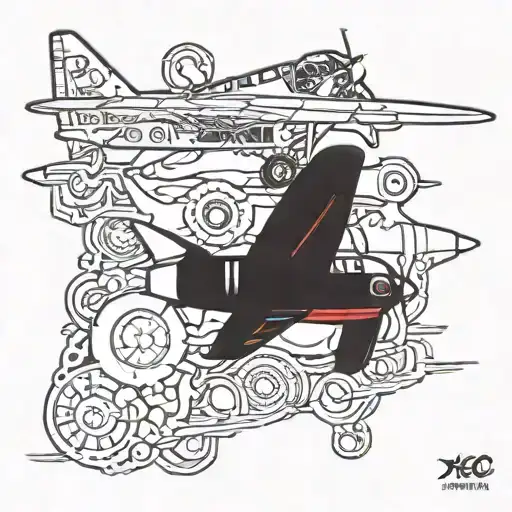 aircraft and aircraft mechanic working tattoo design idea
