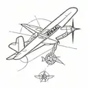 mini aircraft and mechanic tattoo design idea