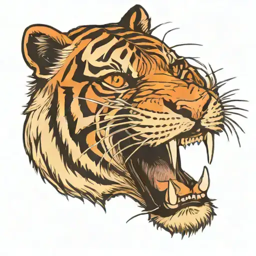 Tiger face with barbed wire tattoo design idea
