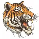 Tiger face with barbed wire tattoo design idea