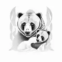 bear with five cubs tattoo design idea