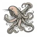 giant squid tattoo design idea