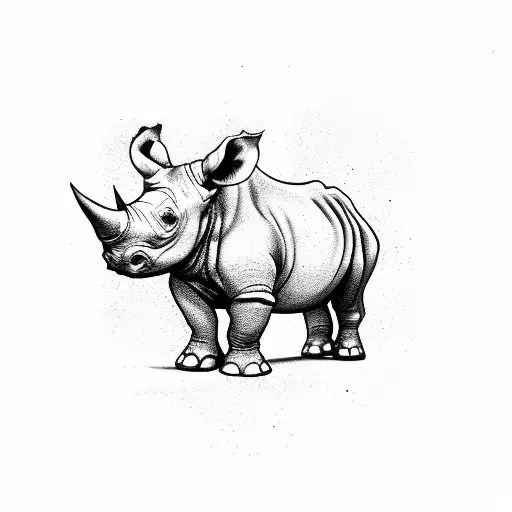 rhino running with its daughter tattoo design idea