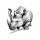 rhino running with its daughter tattoo design idea