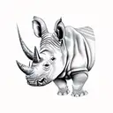 rhino running with its daughter tattoo design idea
