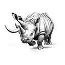 rhino running with its daughter tattoo design idea