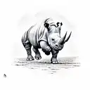 rhino running with its daughter tattoo design idea