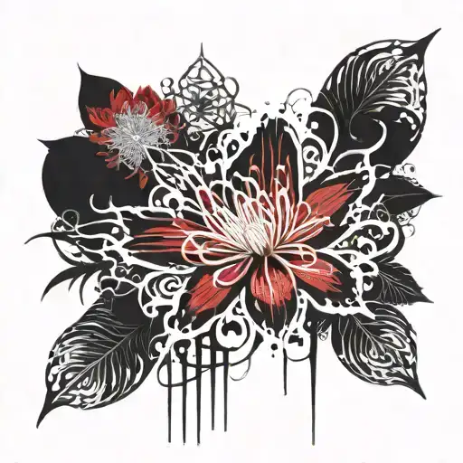 Bring Me the Horizon, mandala design, red spider lily tattoo design idea