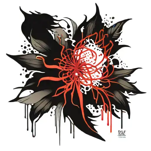 Bring Me the Horizon, red spider lily, mandala design tattoo design idea