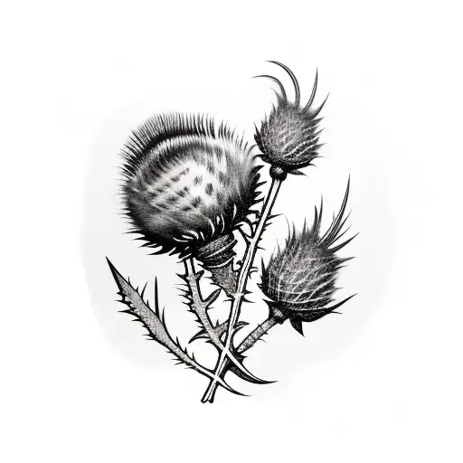Scottish thistle and Bruce tartan  tattoo design idea