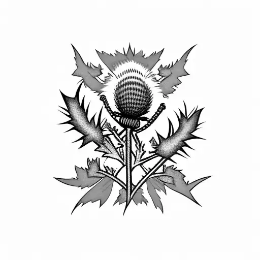 Scottish thistle and Bruce tartan  tattoo design idea