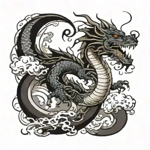  dragon floating above earth planet, feeling completly astrange to earth tattoo design idea