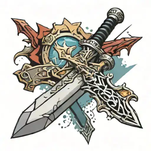 Final Fantasy 7 Buster Sword and lifestream  tattoo design idea