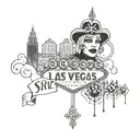 las vegas faded into a gothic nun smothing and the words "sin city"  tattoo design idea