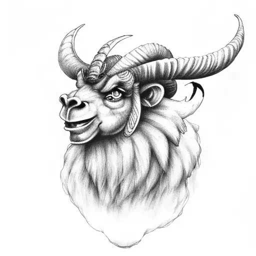 angry ram face with smoke tattoo design idea