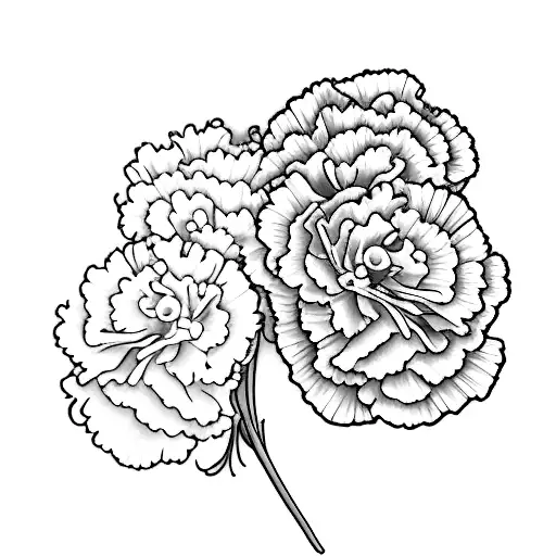 Carnation and sweet pea flower bouquet  tattoo design idea