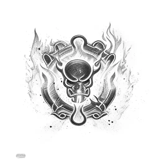 A fierce firefighting scene with flames and a heroic firefighter in action tattoo design idea