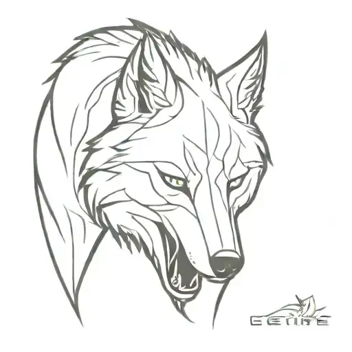 Ice fire alpha wolf tattoo design idea