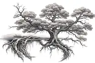 upside down tree tattoo design idea