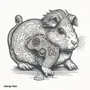 A realistic portrait of a guinea pig playing a video game controller tattoo design idea
