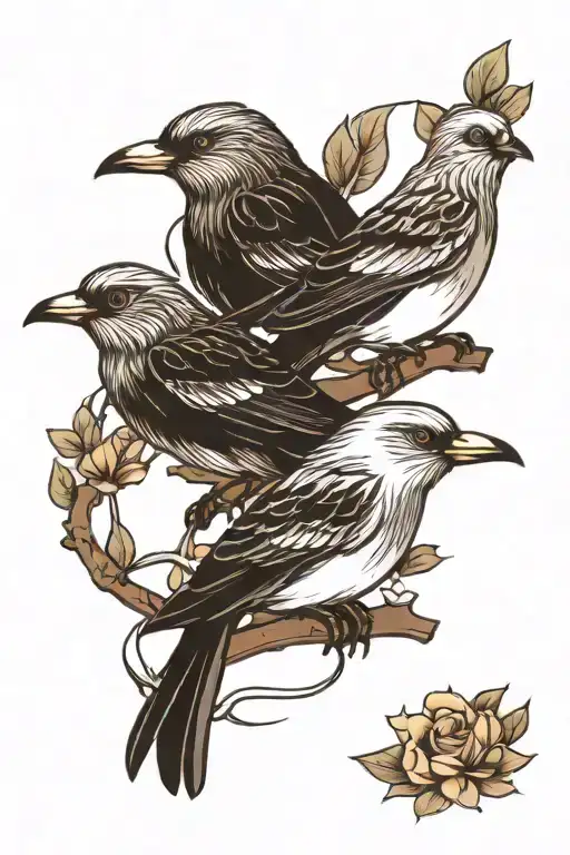 3 birds line art style tattoo tattoo design idea