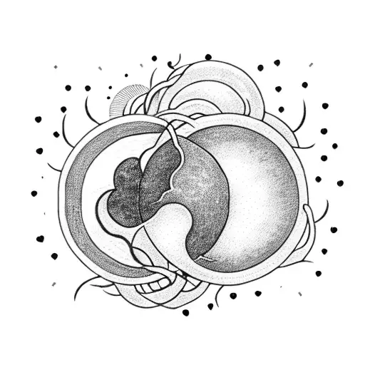 A heart-shaped sun and moon entwined with vines tattoo design idea