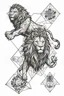 roaring lion with metatron cube tattoo design idea