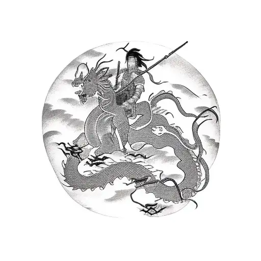 Centaur silhouette vs dragon tattoo design idea