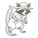 cowboy raccoon riding alligator tattoo design idea