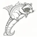 cowboy raccoon riding alligator tattoo design idea