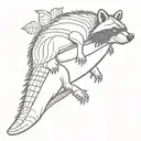 cowboy raccoon riding alligator tattoo design idea