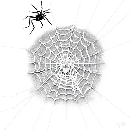 spider on spiderweb cyber sigilism  tattoo design idea