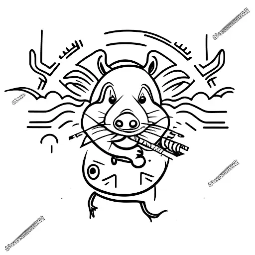 smiling rat with sigaret tattoo design idea