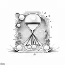 A dotwork hourglass surrounded by philosophical quotes in various languages tattoo design idea