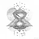 A dotwork hourglass surrounded by philosophical quotes in various languages tattoo design idea