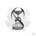 An hourglass filled with philosophical concepts and symbols tattoo design idea