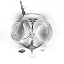 An hourglass filled with philosophical concepts and symbols tattoo design idea