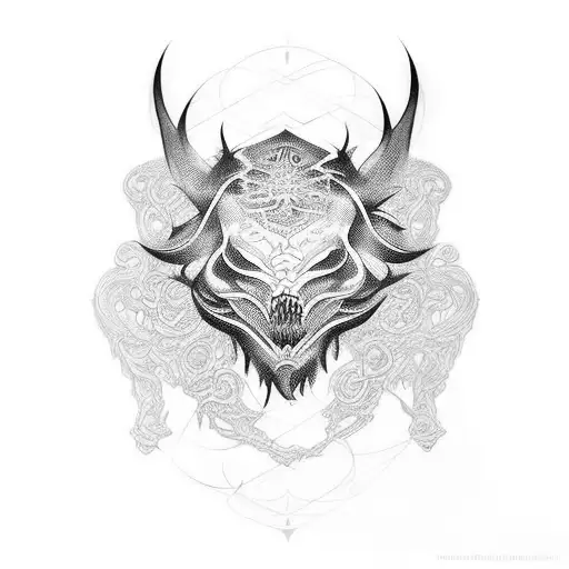 full black on arm with fractals tattoo design idea