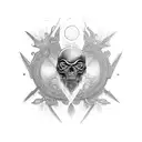 full black on arm with fractals tattoo design idea