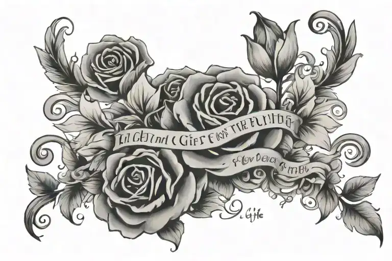 flowers surrounding a quote "I didn't give you the gift of life, life gave me the gift of you"  tattoo design idea