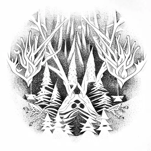 pagan forest tattoo design idea