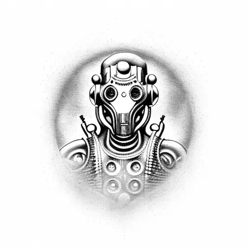 back peice, bio mechanics with the doctor who cybermen theme tattoo design idea