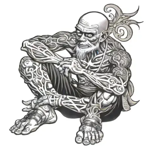 netero from hxh meditating tattoo design idea