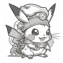 Pikachu with a Chef’s Hat tattoo design idea