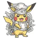 Pikachu with a Chef’s Hat tattoo design idea