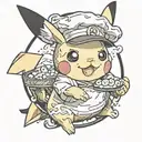 Pikachu with a Chef’s Hat tattoo design idea