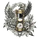 hourglass, scull, wings, lions, eagle  tattoo design idea