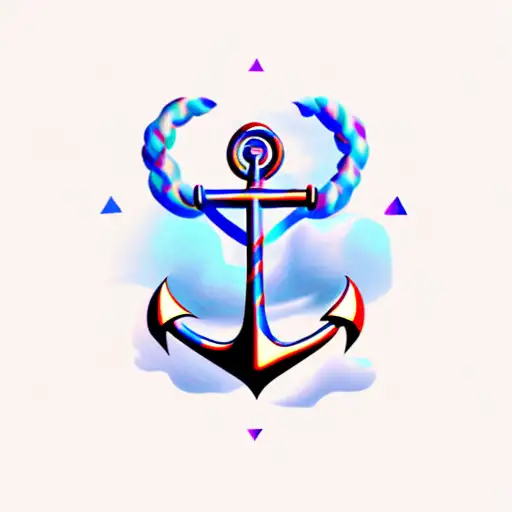 weird anchor psychodelic tattoo design idea