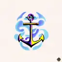 weird anchor psychodelic tattoo design idea